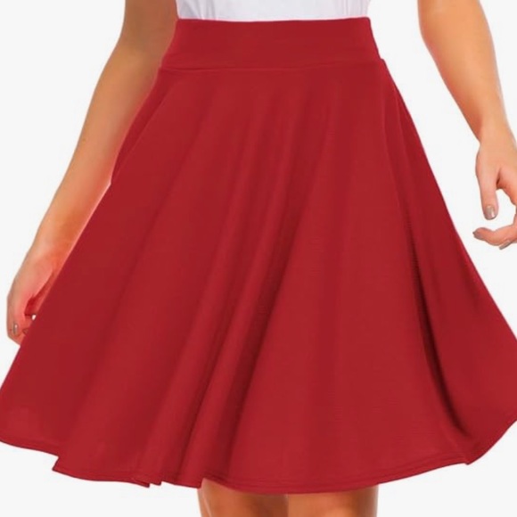 🟪Mid length red flowy a-line skirt - Picture 3 of 7